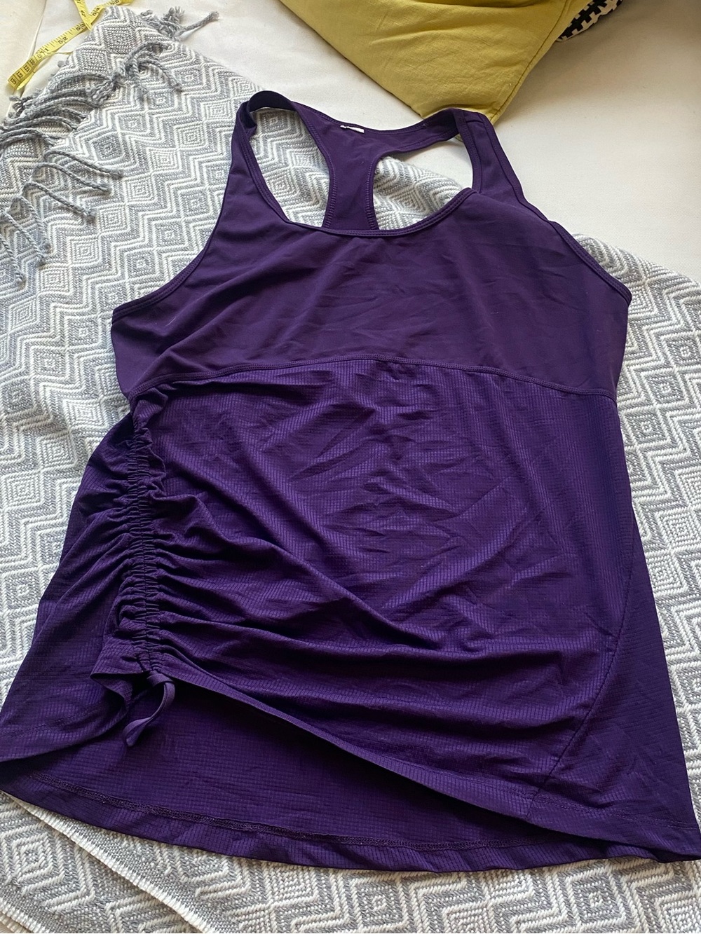 Fabletics purple racerback workout tank ruched athletic top large